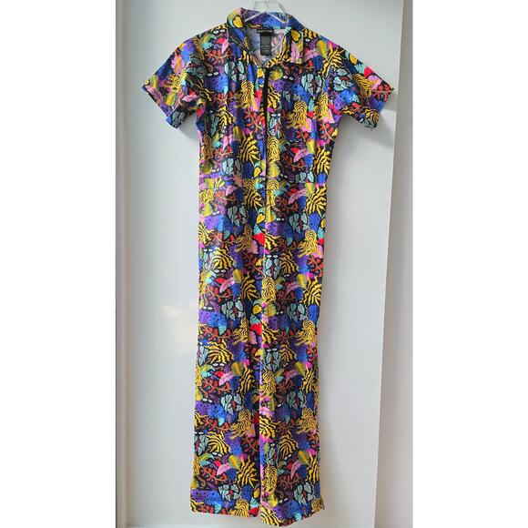 Nooworks Tropi Trip Jumpsuit Coveralls Cotton Womens Size XL Sold Out Rare EUC - Picture 2 of 16